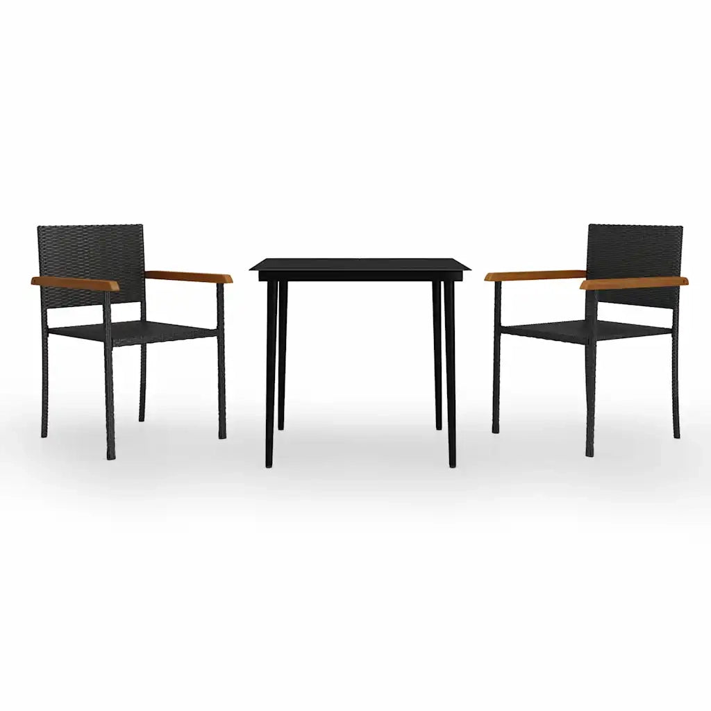 Set Mobili da Pranzo per Giardino 3 pz | Set Salotto da Giardino Nero