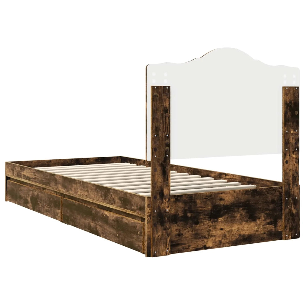 Letto con Contenitore Rovere fumé 90 x 190 cm Legno multistrato