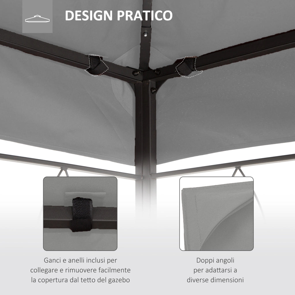 Copertura per Gazebo ¨C zephmum ¨C Grigio 4x3 m Poliestere 2 Livelli