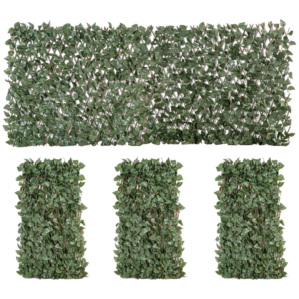 Siepe Artificiale Estensibile Edera ¨C Xylo ¨C Verde Foglie Polyester 200x100 cm Set 4 Pezzi