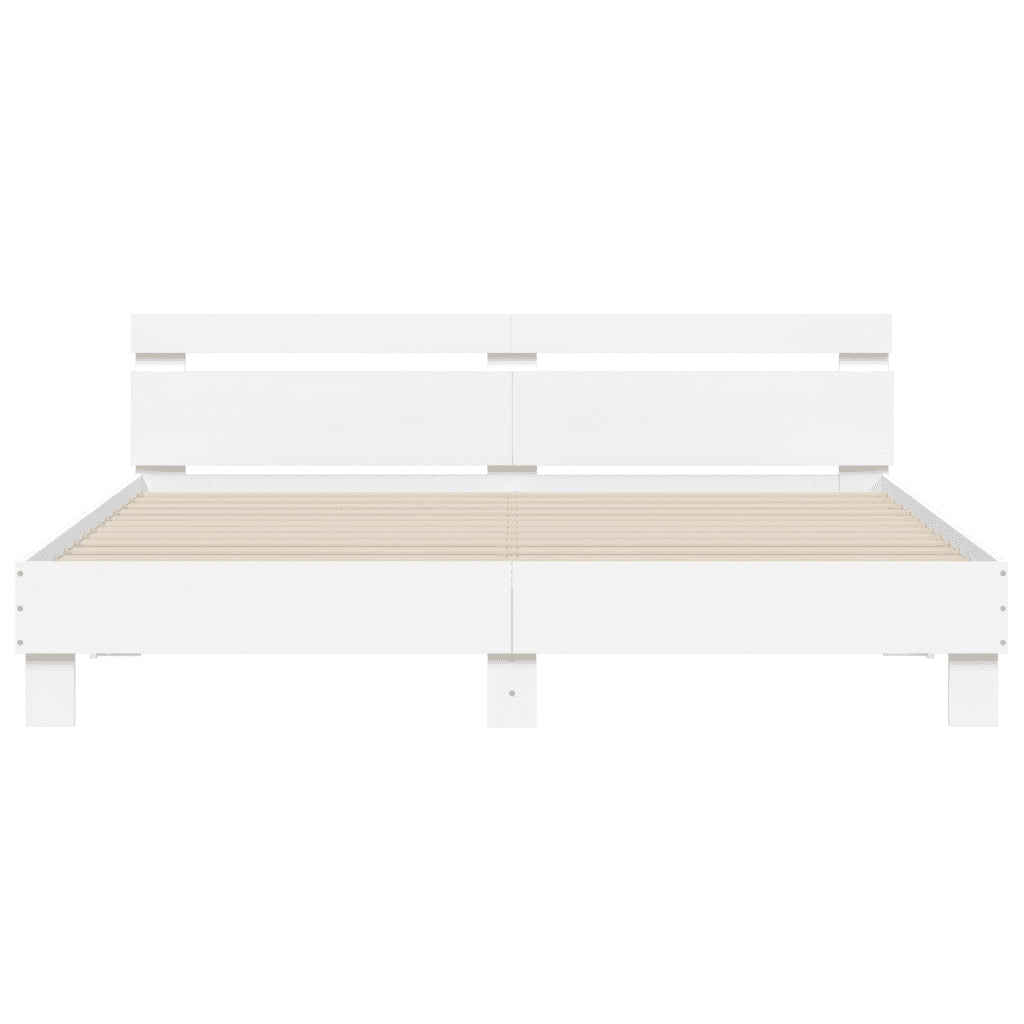 Giroletto con Testiera Bianco 200x200 cm in Legno Multistrato 3207392