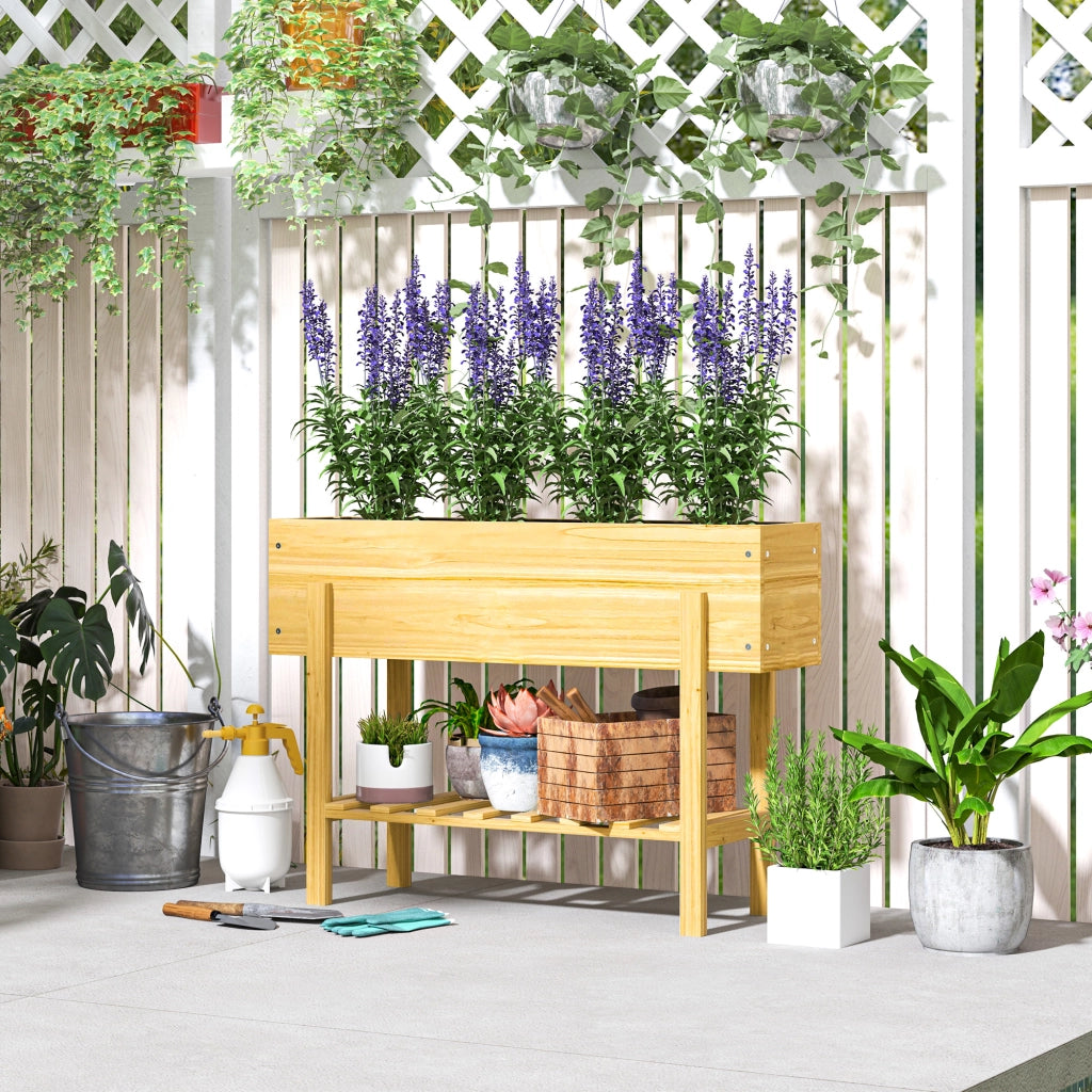 Fioriera da Giardino in Legno con Piedi ¨C zephmum ¨C Naturale 100x30x70.5 cm