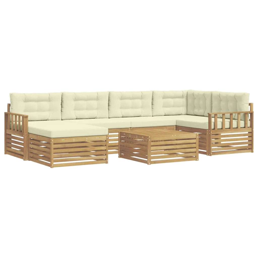 Set di divani da esterno con cuscino 7 pcs Bianco e Crema