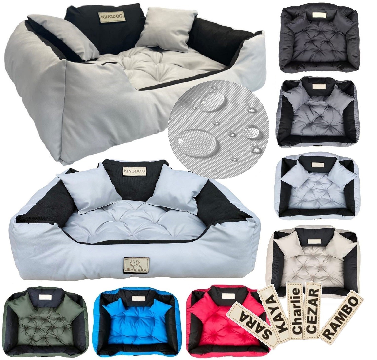AIO FACTORY 75x65 cm KINGDOG Cuccia per cani impermeabile personalizzabile grigio chiaro
