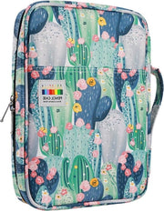Etui a 166 fiamme per colori pastelli con chiusura a cerniera e tasca utile - contenitore multi-strato per Prismacolor e matite gommose - cactus