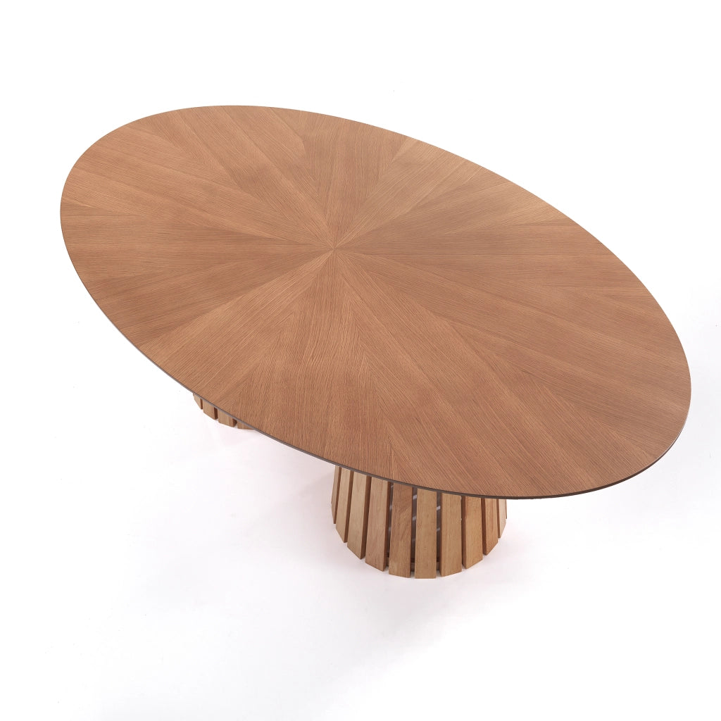 Tavolo ovale MALTA WOOD in MDF effetto rovere e metallo nero