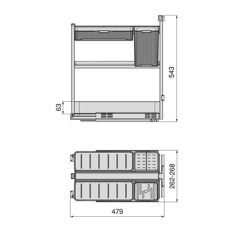 Portabottiglie laterale estraibile Harmony con chiusura soft, Modulo larghezza 200mm altezza 700mm, Acciaio e Legno, G..