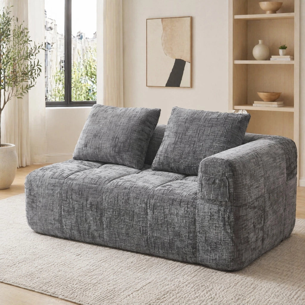 DIVANO Chaise longue 158x90x60 cm Chenille grigio con cuscino incluso