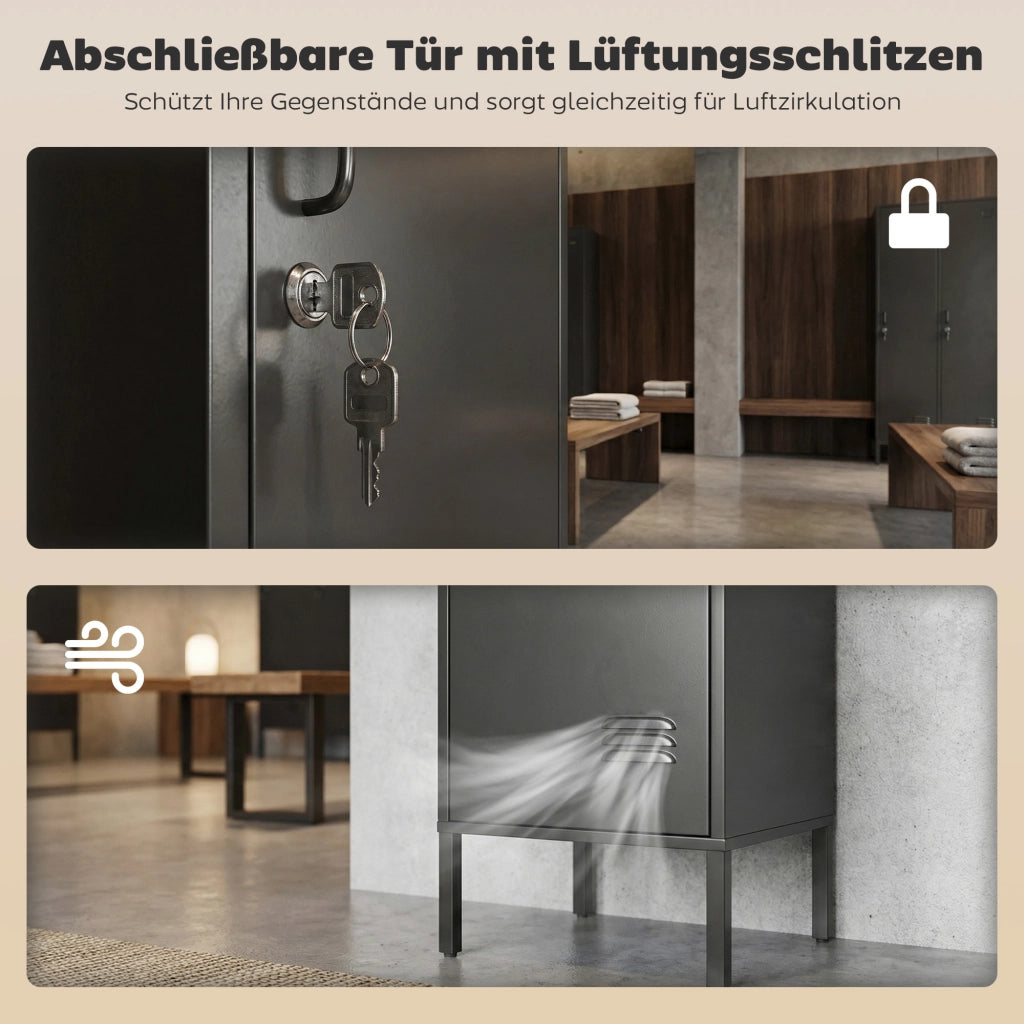 Armadietto metallico con porta bloccabile e appendiabiti ¨C zephmum ¨C Nero