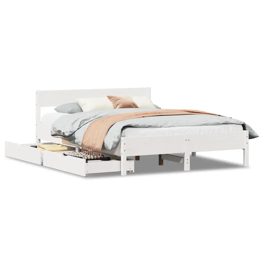 Letto senza Materasso Bianco 120x190 cm Legno Massello di Pino 3301768