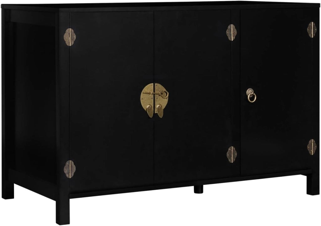 Credenza bassa a 3 ante, legno nero YANG