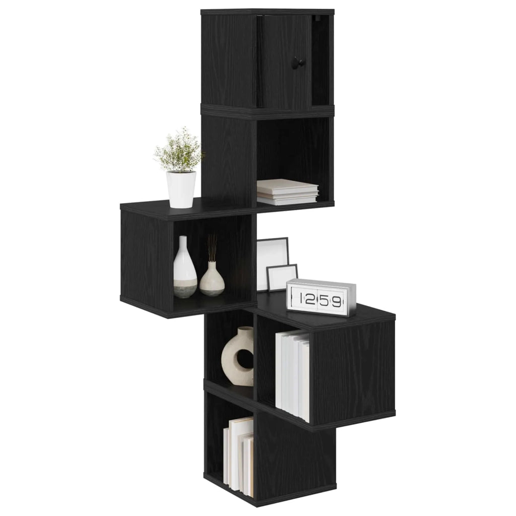 Mensola Angolare da Parete Rovere Nero 48 x 48 x 120 cm 8012229
