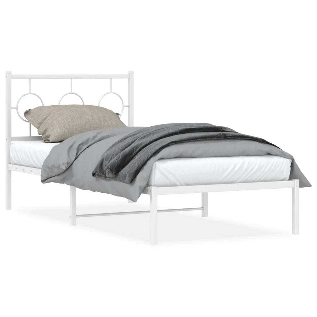 Giroletto con Testiera Metallo Bianco 90x190 cm 376267