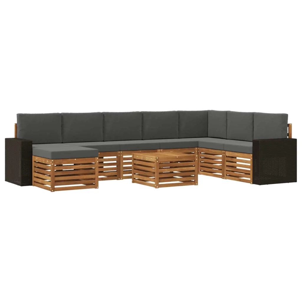 Set di divani da esterno con cuscino 9 pcs Naturale e Antracite 3384753