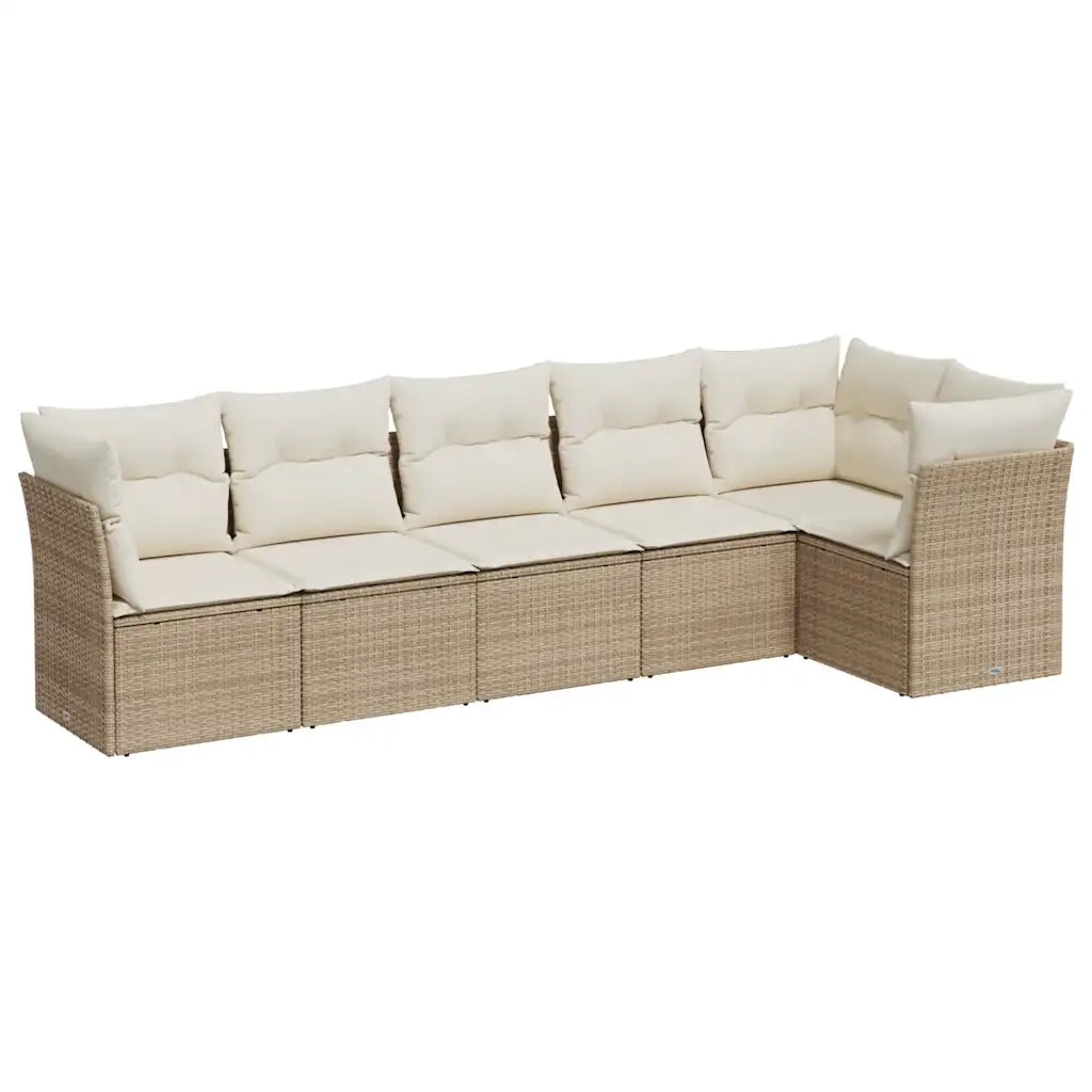 Set Divano da Giardino 6 pz con Cuscini Beige in Polyrattan 3217658