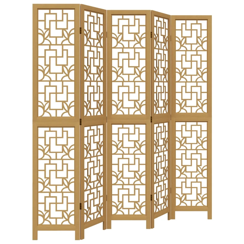 Divisorio Ambienti | Divider per stanze | Paravento 5 Pannelli Marrone Legno Massello Paulownia