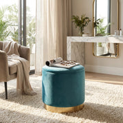 Pouf contenitore rotondo in velluto -  OCTAVIA