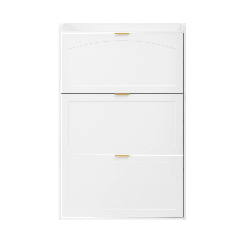 Armadio scarpe stretto 3 ante - Xylo - panchina incorporata, bianco, L76xP23xH118 cm