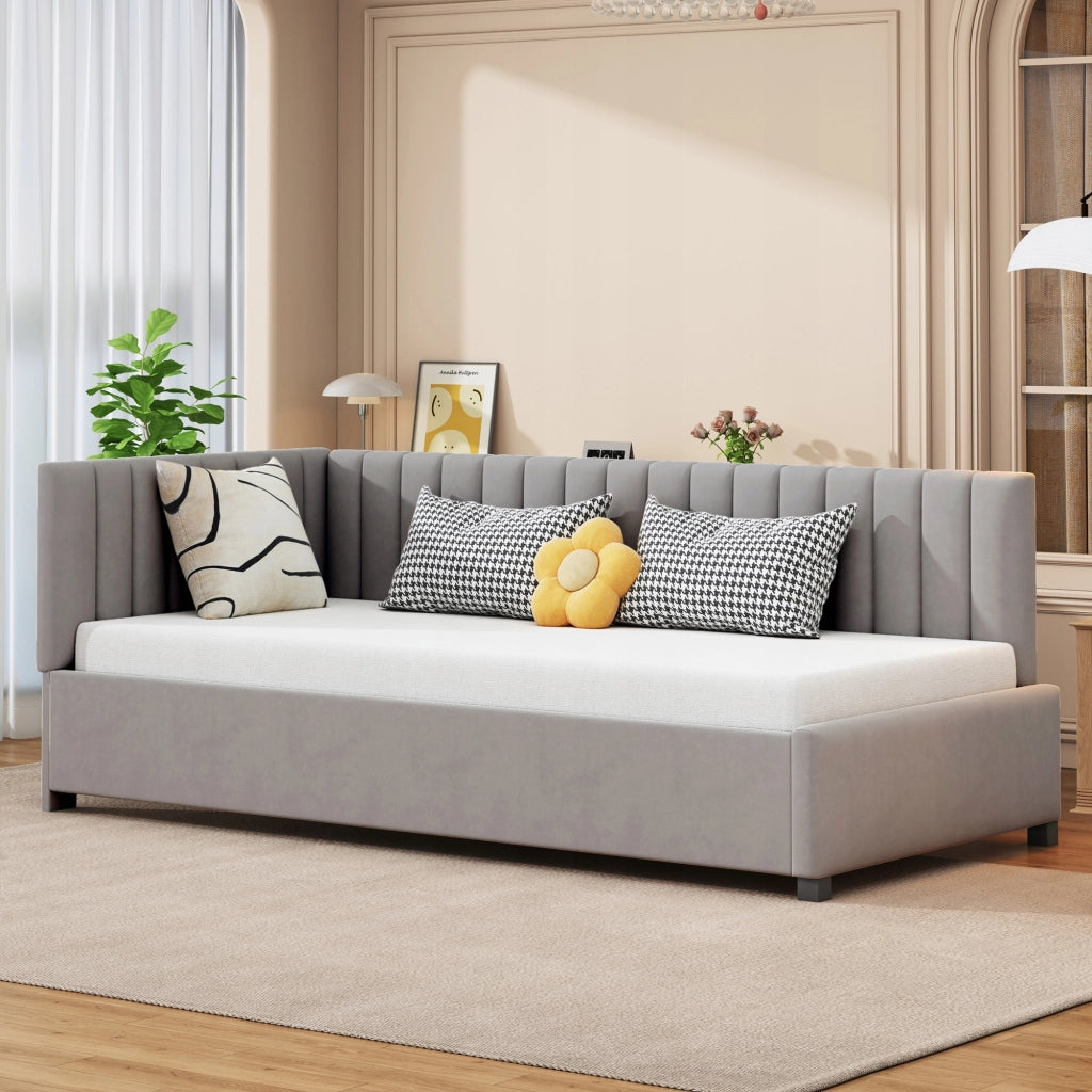Letto imbottito singolo - Xylo - 90x200 cm - Grigio