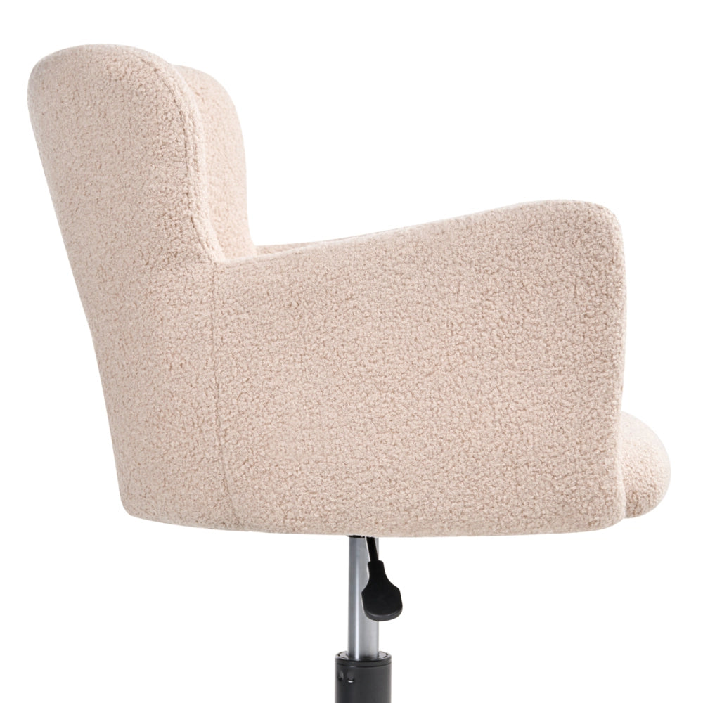Sedia da scrivania girevole Boucle beige con schienale trapuntato regolabile in altezza moderna industriale girevole con rotelle