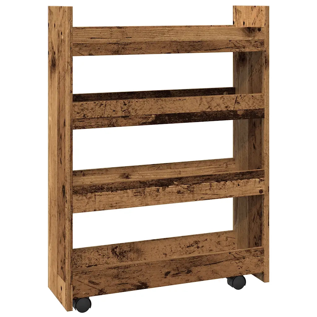 Carrello Stretto a 4 Livelli Legno Antico in Truciolato 855266