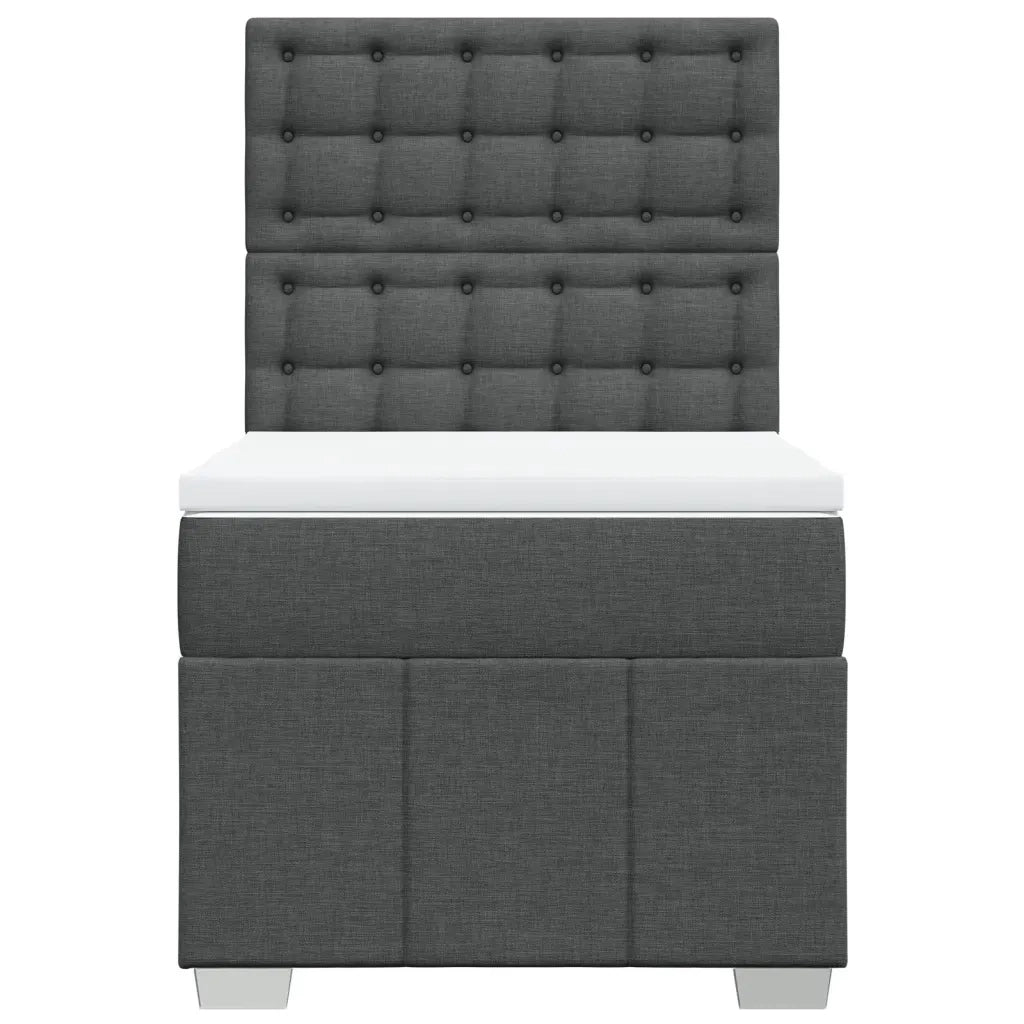 Giroletto a Molle con Materasso Grigio Scuro 100x200 cm Tessuto