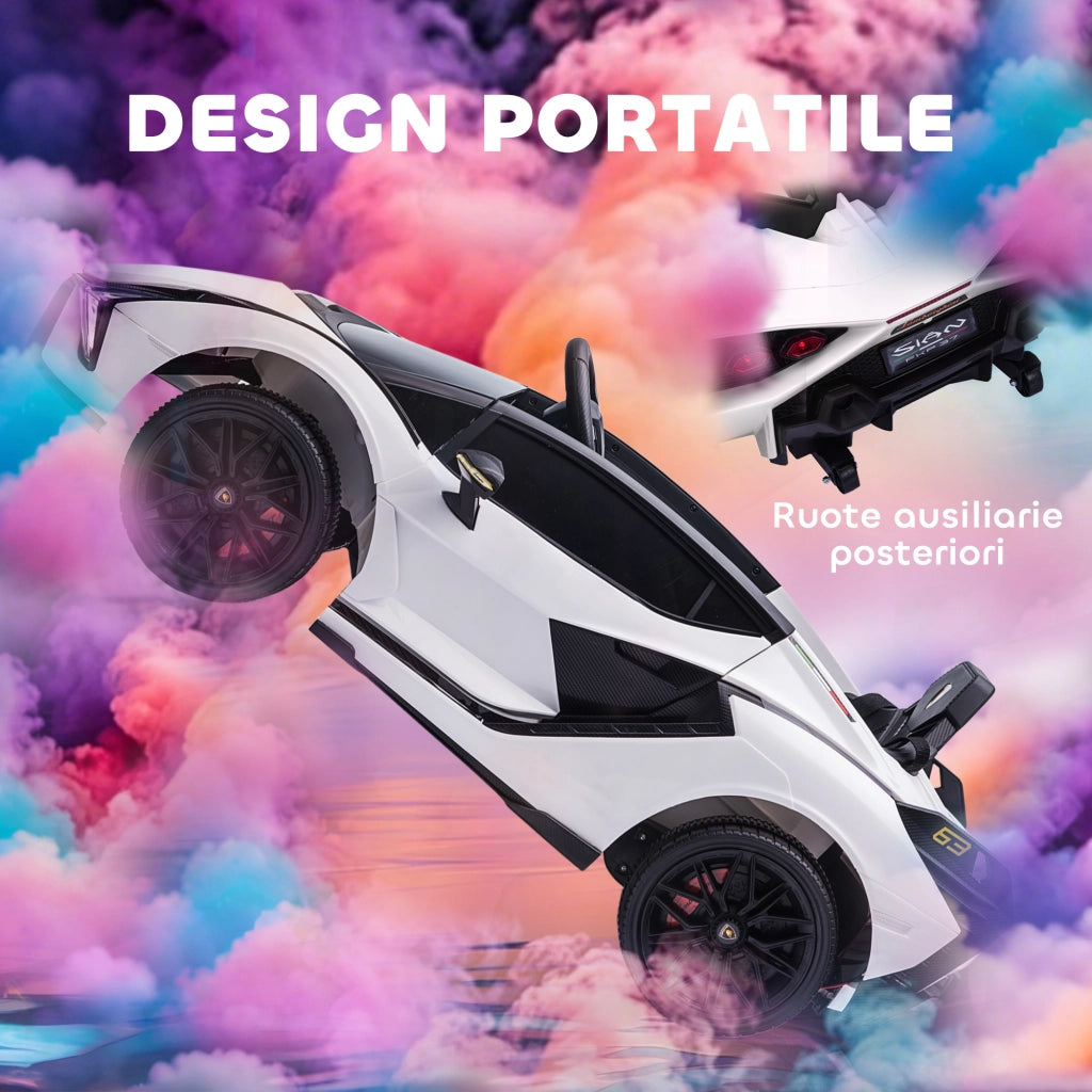Auto elettrica per bambini 3-5 anni Lamborghini 12V ¨C zephmum ¨C Bianco