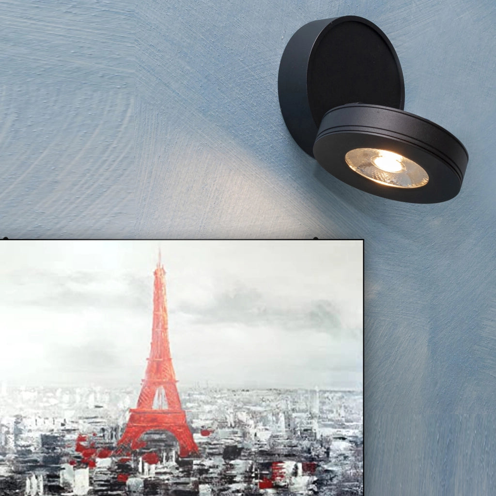 Lampada LED spot 7W applique moderno muro parete faretto luce soffitto orientabile vetrine negozio RA>90 230V NERO 4000K
