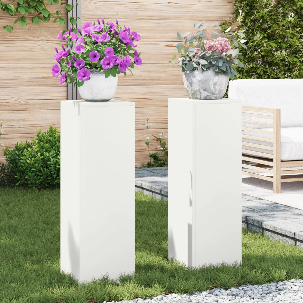 Supporti Piante da Esterno Pillar 2 pcs Bianco 24x24x75 cm Acciaio