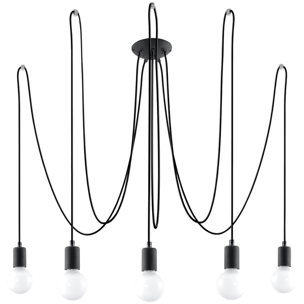Lampadario Nikolo 5 luci nero in metallo Pure Lume E27
