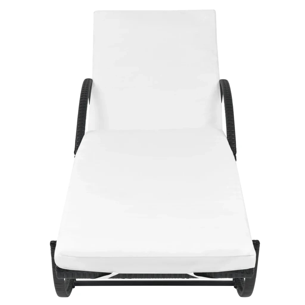 Lettini Prendisole 2 pz | Sdraio da giardino | Lettino da sole con Tavolo in Polyrattan Nero