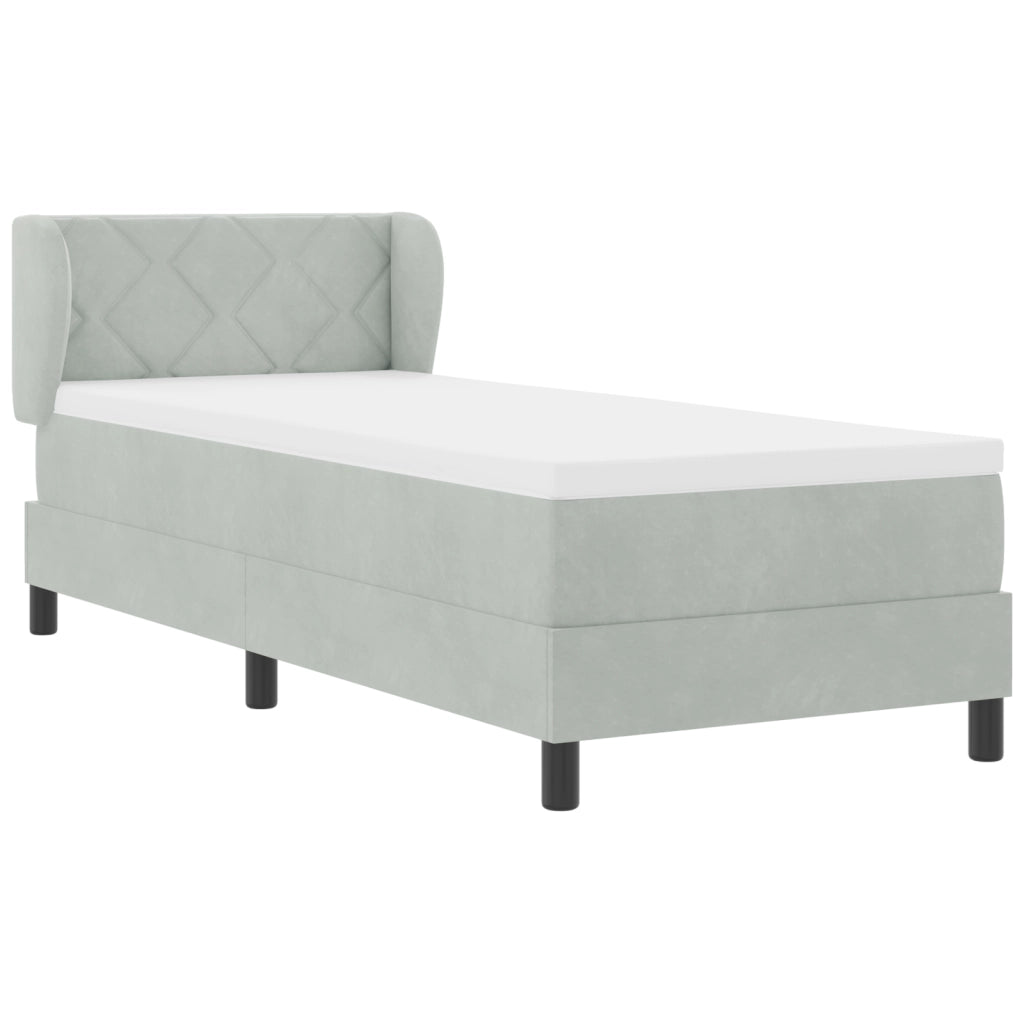 Letto con Rete a Molle e Materasso Grigio Chiaro 80x200 cm Velluto