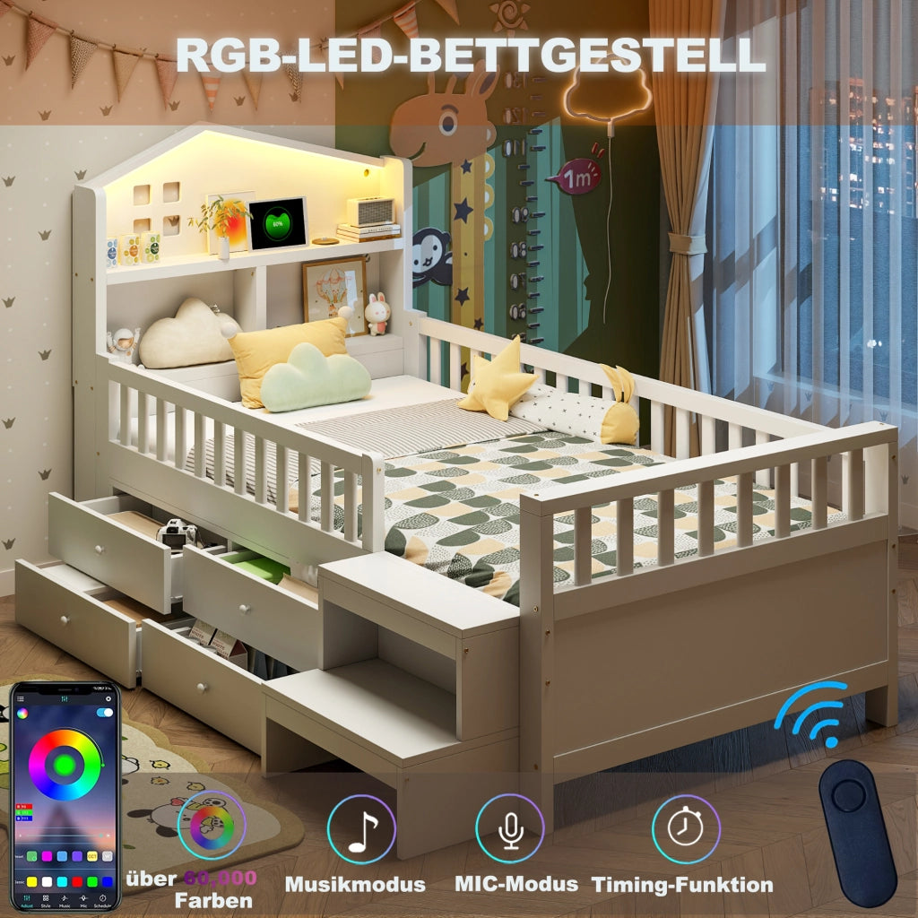 letto per bambini legno bianco 90 x 200 cm