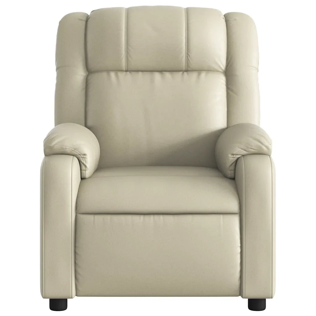 Divano Sedia-Poltrona reclinabile massaggiante in Similpelle Crema 554359