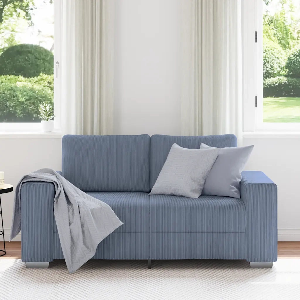 Divano | Divano da soggiorno | Sofa Divanetto Blu 160x77x82 cm Tessuto di Velluto a Coste