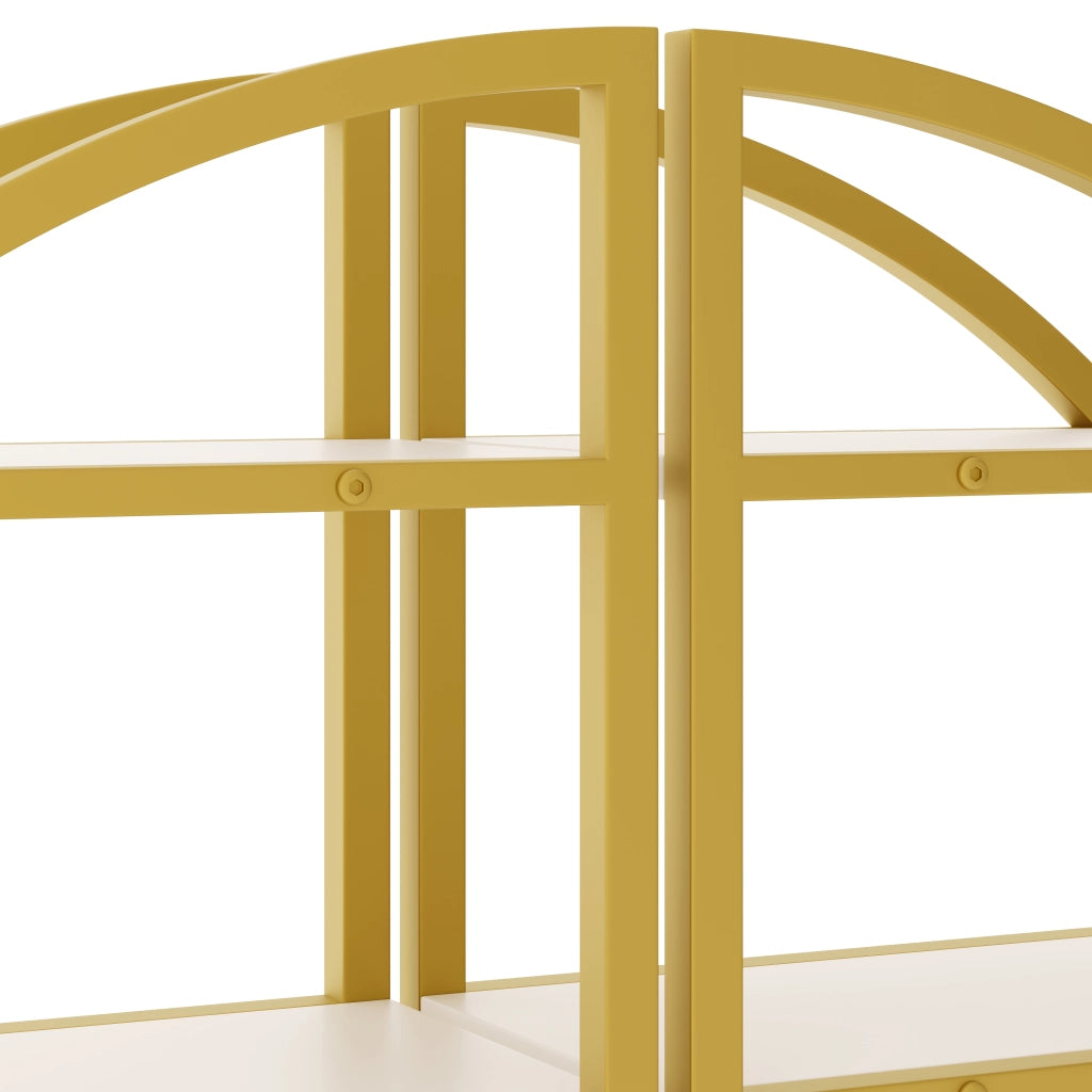 LIBRERIA ad arco 120x30x130 cm Oro e Bianco, set da 2 pezzi