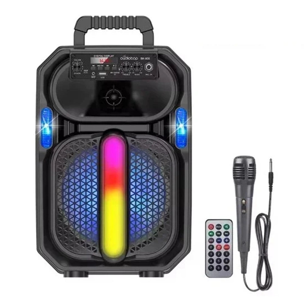 Trade Shop - Altoparlante Portatile Bluetooth A Batteria Super Bass 8″ Luce Led Rgb Microfono Q-yx1510 -