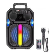 Trade Shop - Altoparlante Portatile Bluetooth A Batteria Super Bass 8″ Luce Led Rgb Microfono Q-yx1510 -