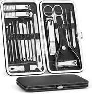 Set di 19 strumenti per tagliacapelli a mano - Kit completo per cura delle mani e dei piedi - Strumenti in acciaio inossidabile per il trattamento della bellezza