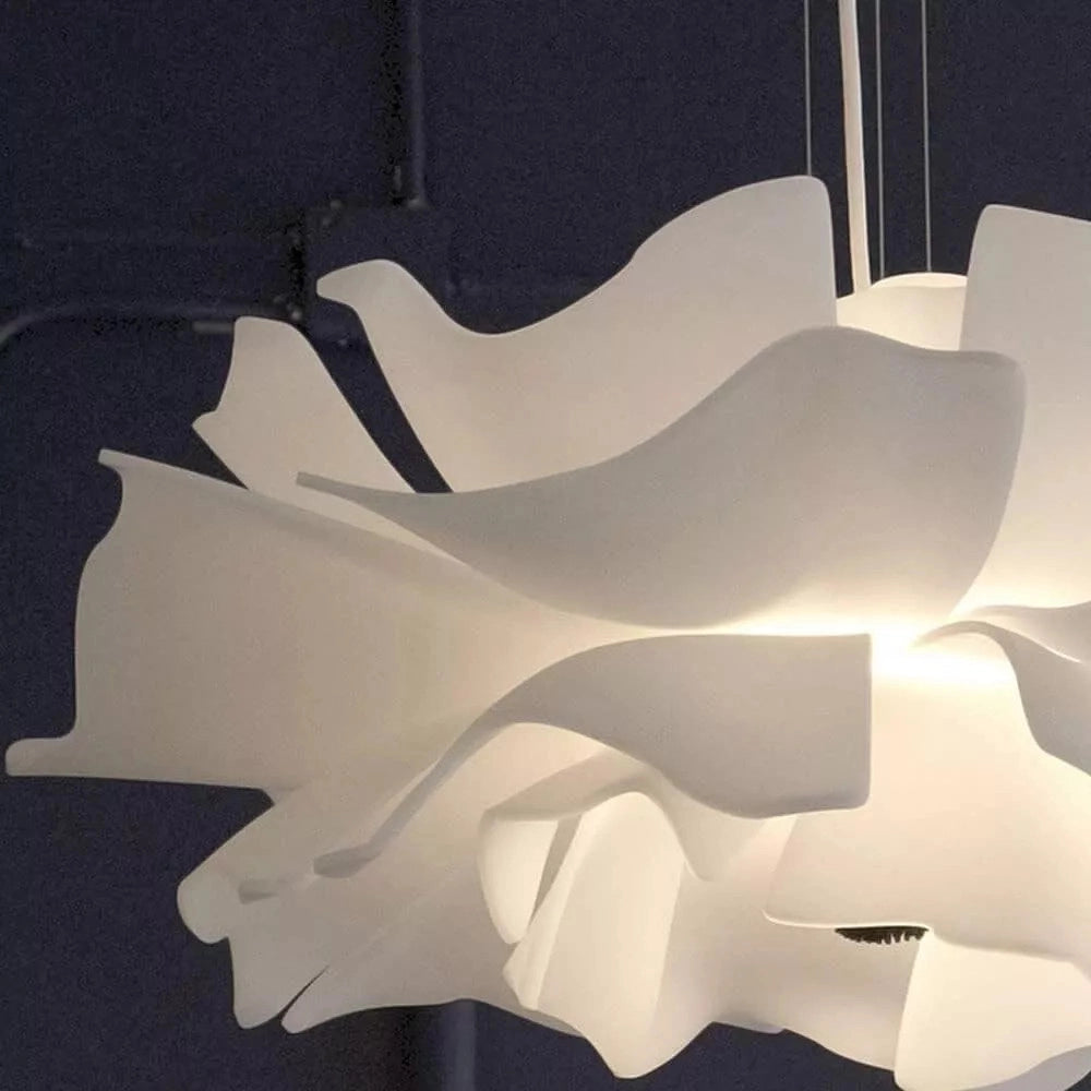 Trade Shop - Lampadario A Sospensione A Forma Di Fiore Petali Bianco Luce Attacco E27 Ip20 71607 -