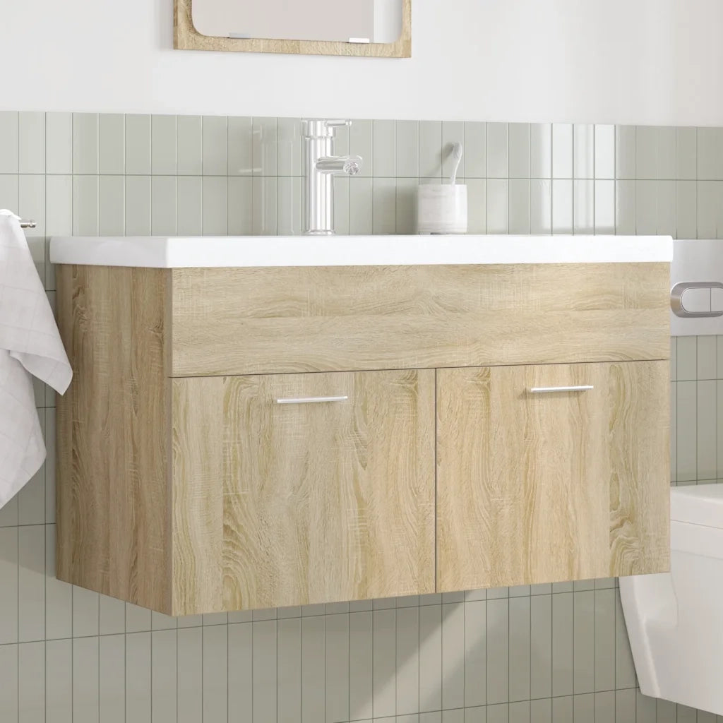 Mobile da Bagno con Lavabo Integrato e Rubinetto-Armadietto da bagno con Lavandino Rovere Sonoma 891554