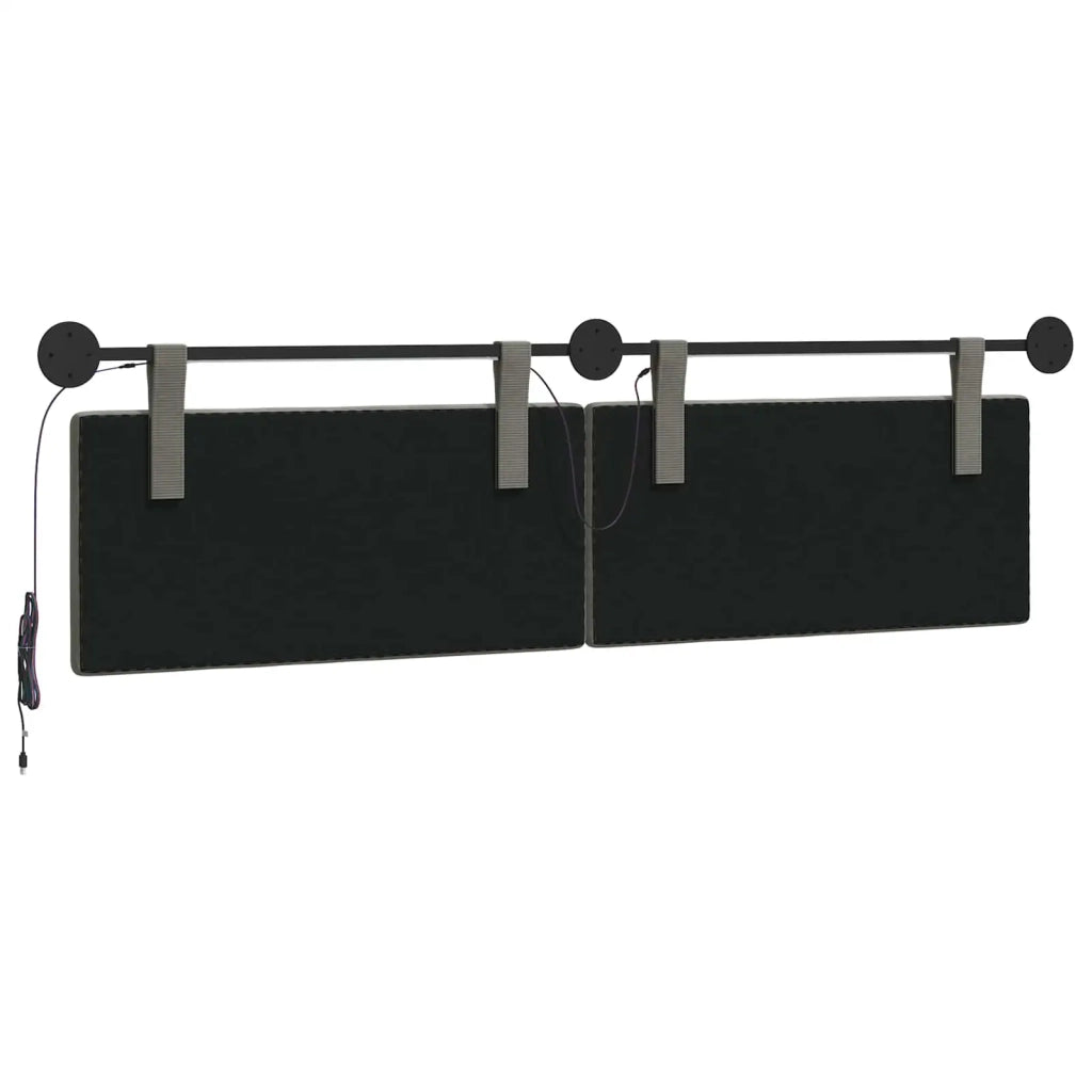 Testiera sospesa Con luce LED Grigio Chiaro Tessuto in Cords