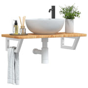 Ripiano a Parete per Lavabo in Acciaio e Massello di Rovere 3302338