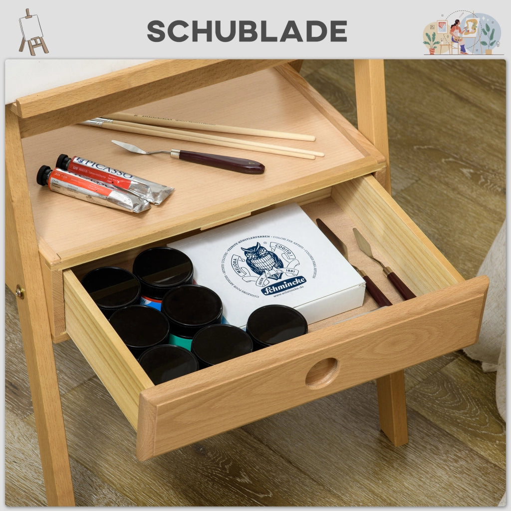 Cavalletto da Pittura Regolabile ¨C zephmum ¨C Legno Naturale e Nero