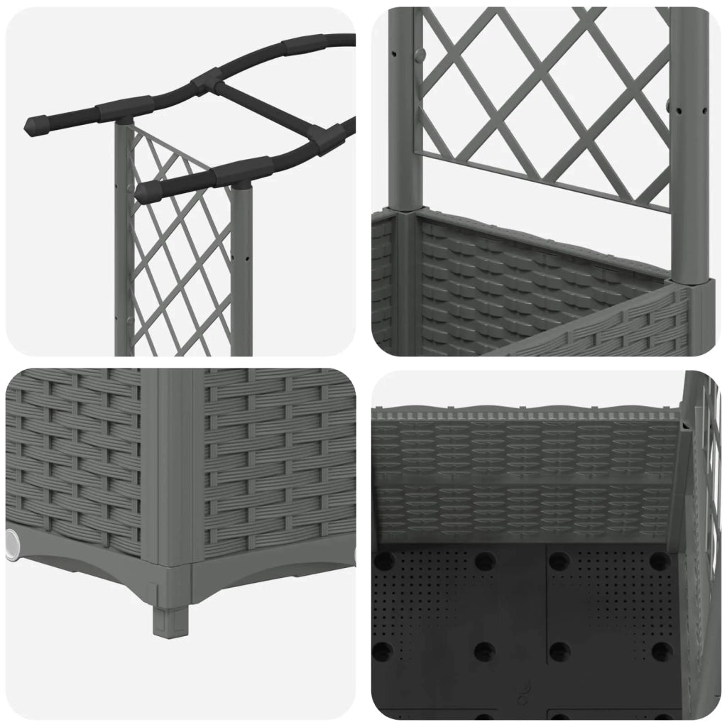 Letto Rialzato con Griglia e Tetto Grigio chiaro PP 42032579