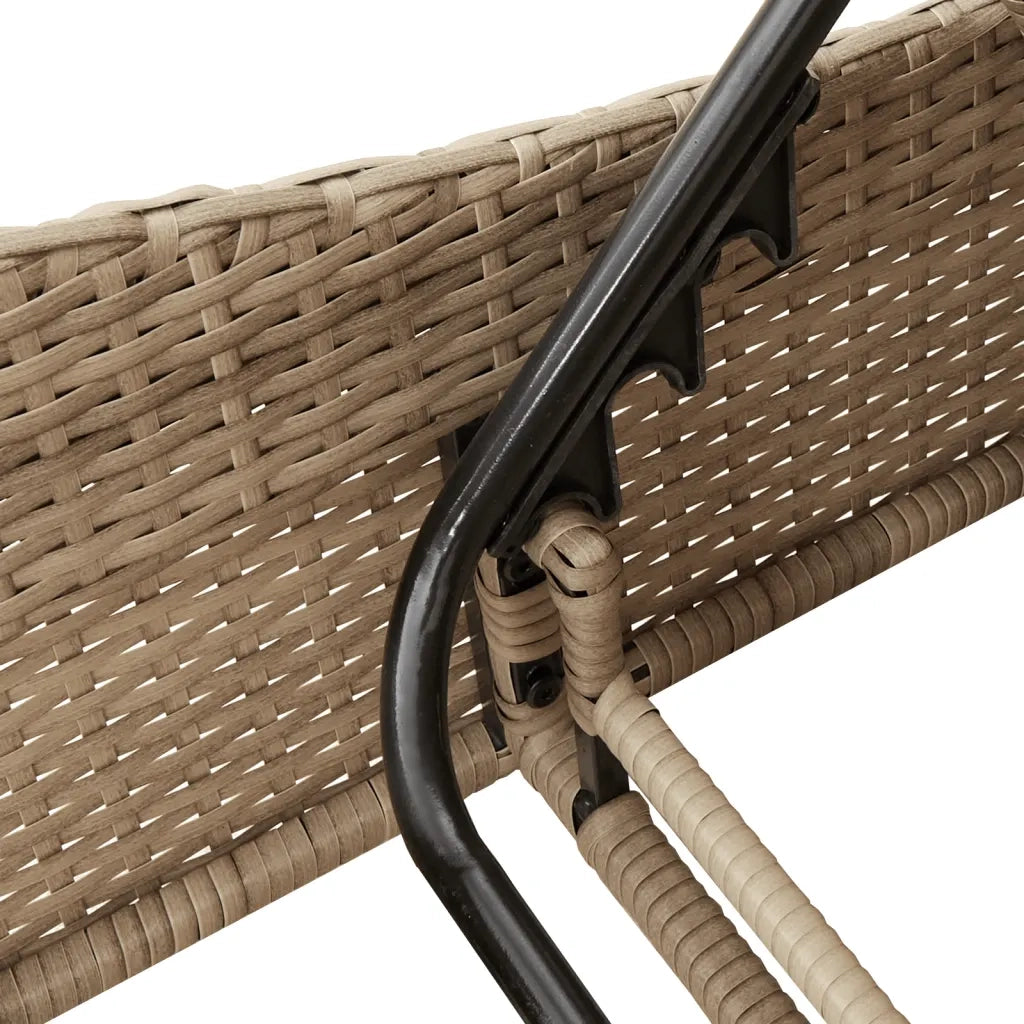 Lettino Prendisole con Cuscino Beige 60x205x73 cm in Polyrattan 368282