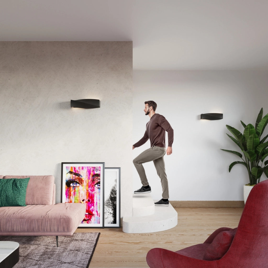Applique DELTIO nera ceramica/vetro E27 Pure Lume IP20