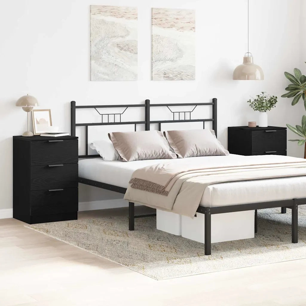 Armadio da Notte con cassetto 2 pcs Rovere Nero 40 x 65 x 65 cm 862768
