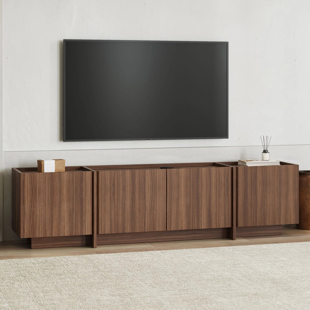 Nokarara, Mobile Porta tv Apertura a Ribalta, 180x35x46h cm Marrone Noce