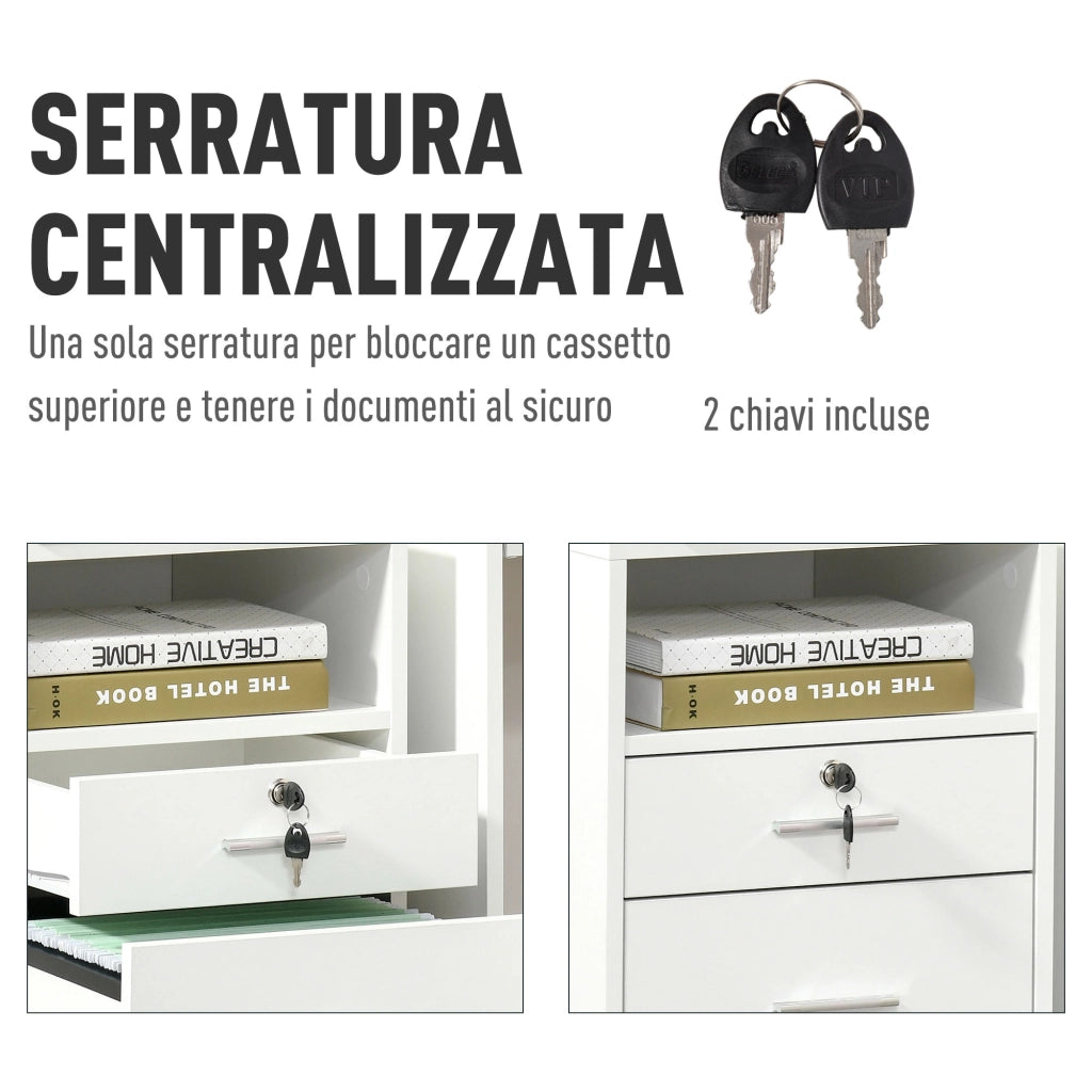 Scrivania con cassettiera ¨C zephmum ¨C 39x40x65 cm, bianco